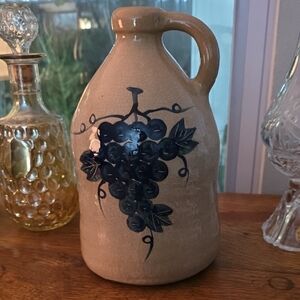 SOLD Vintage Stoneware Jug with Grape Motif